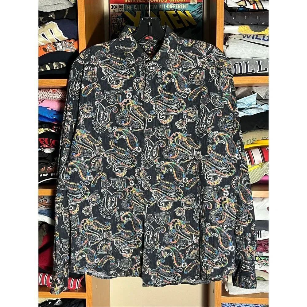 Robert Graham Men’s Paisley Floral Long Sleeve Button Shirt Medium